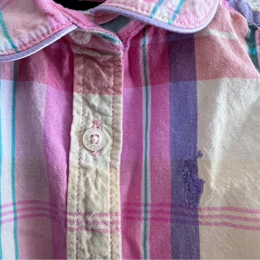Ralph Lauren Baby Madras Pink Plaid Cotton‎ Sleeveless Tank Cotton Size 9 Months